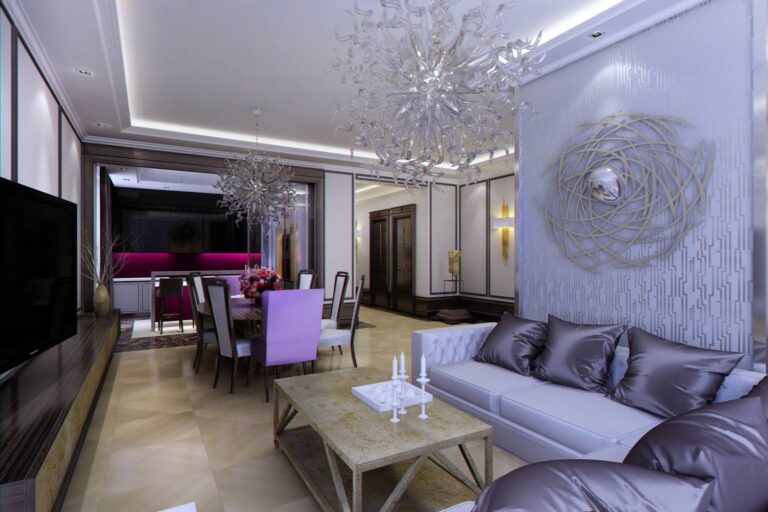 Совмещенный интерьер гостиной и столовой