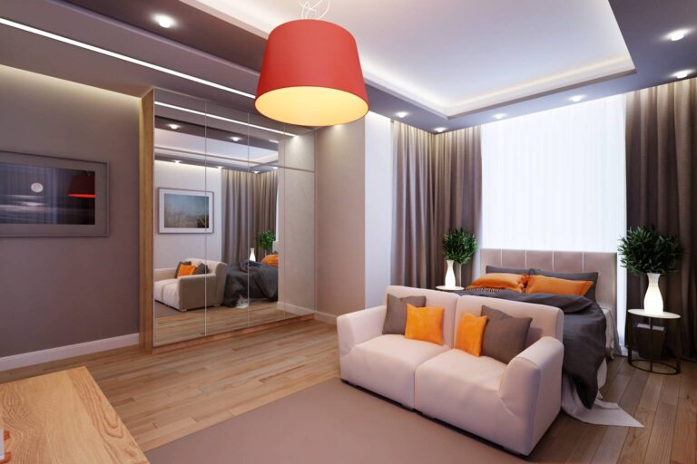 Интерьер детской с красно-оранжевыми оттенками