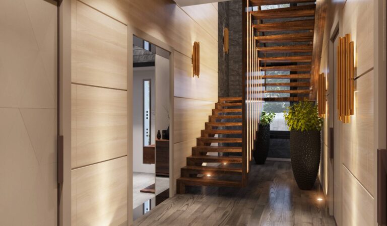 Деревянная лестница на больцах