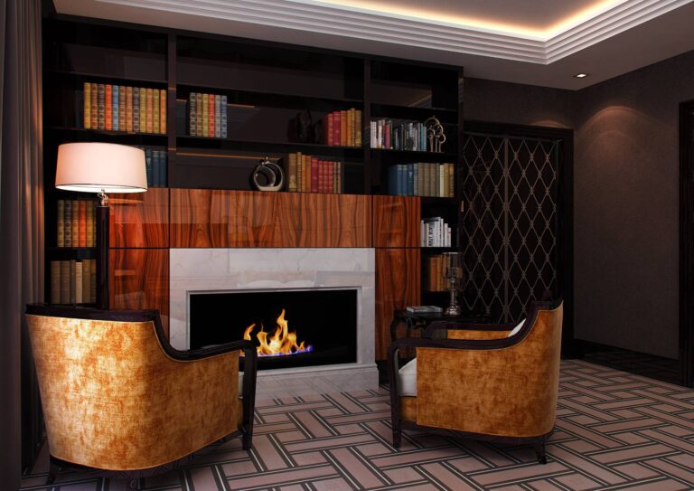 Фото камина в кабинете