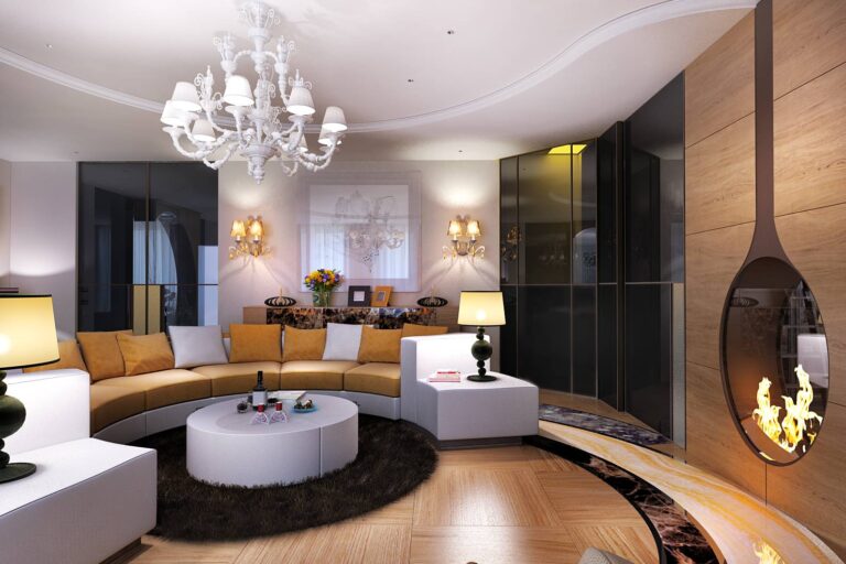 Дизайн гостиной в серо-бежевом цвете – фото