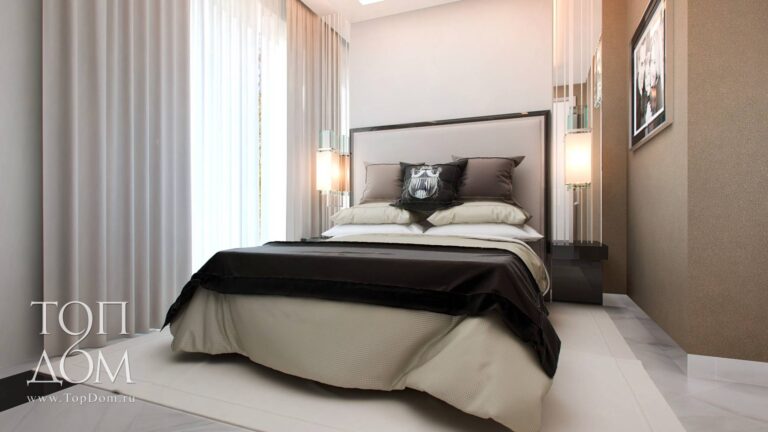 Фото проекта интерьера спальни в таунхаусе