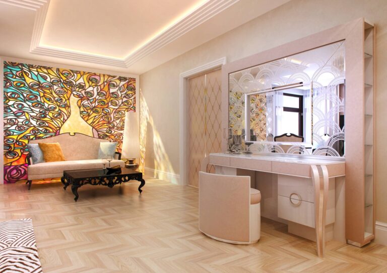 Обустройство просторного интерьера спальни