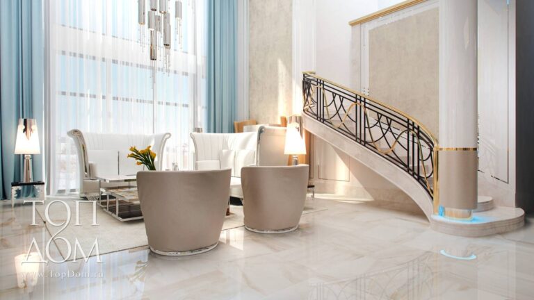 Интерьер дома с мраморными колонными