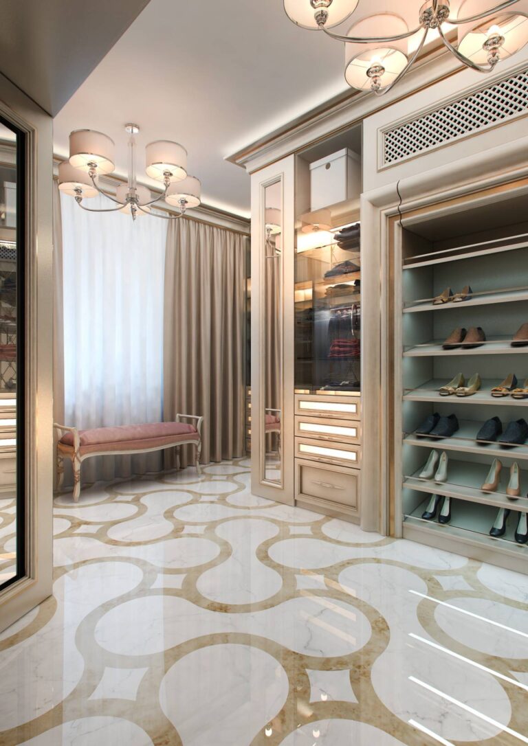 Фото оформления просторной гардеробной