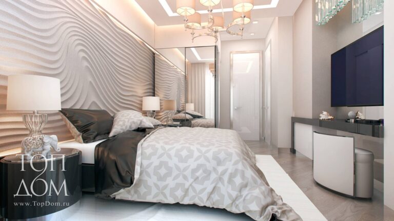 Фото темно-светлой спальни таунхауса