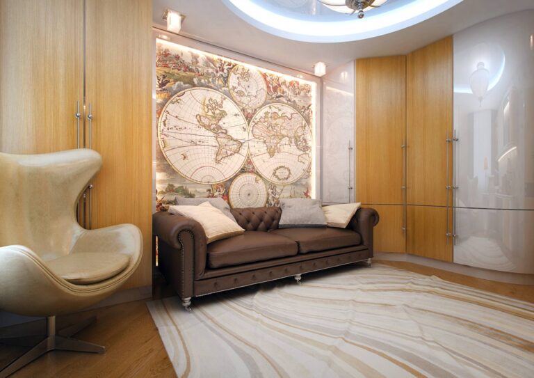 Интерьер детской комнаты с радиусным шкафом