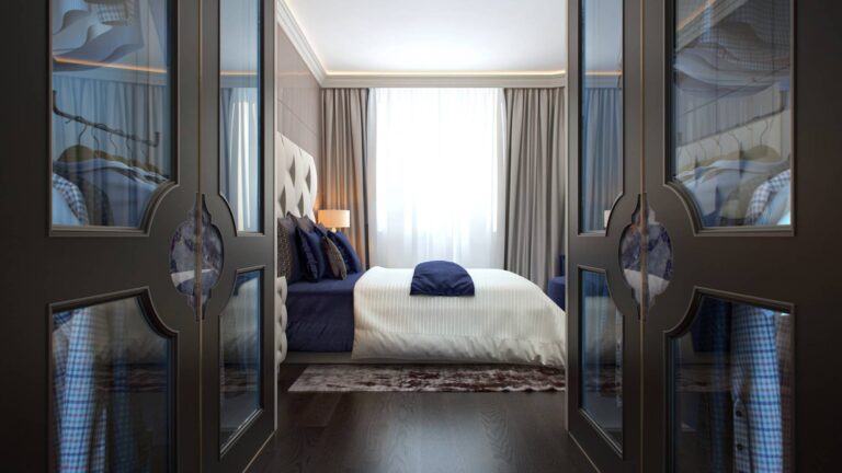 Дизайн спальни с 2-я гардеробными