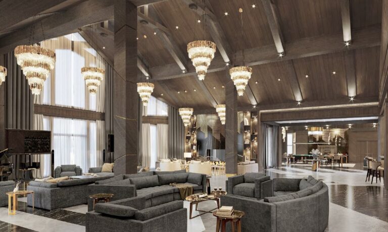 Оформление интерьера гостиной в доме для приемов