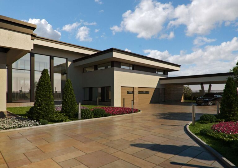 Прилегающая территория с площадкой для парковки