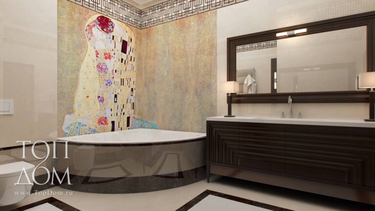 Интерьер комнаты с угловой ванной