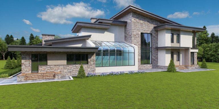 Застекленная веранда во внутреннем фасаде