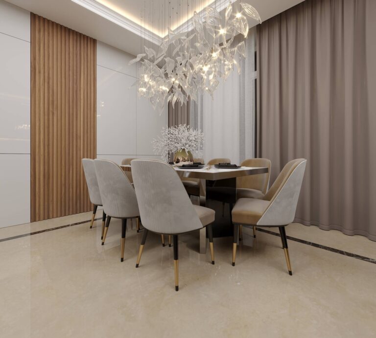 Оформление столовой группе на большой кухне