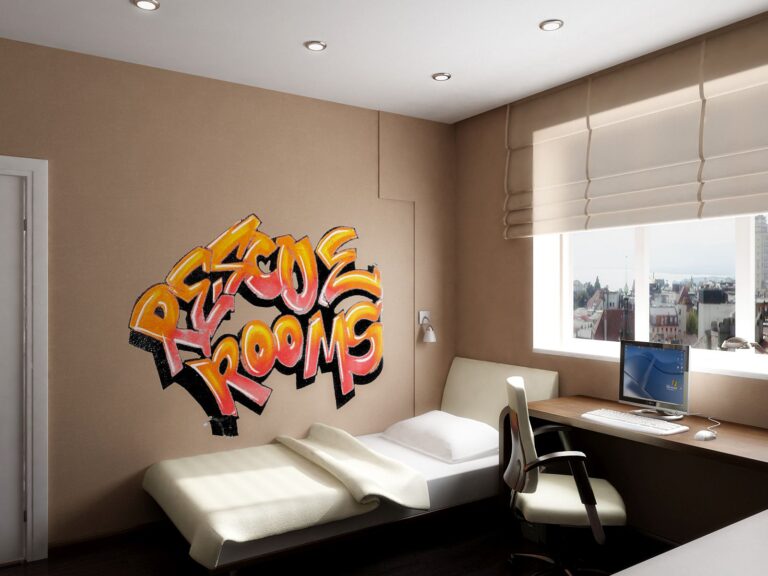 Лаконичный дизайн детской с письменным столом и креслом