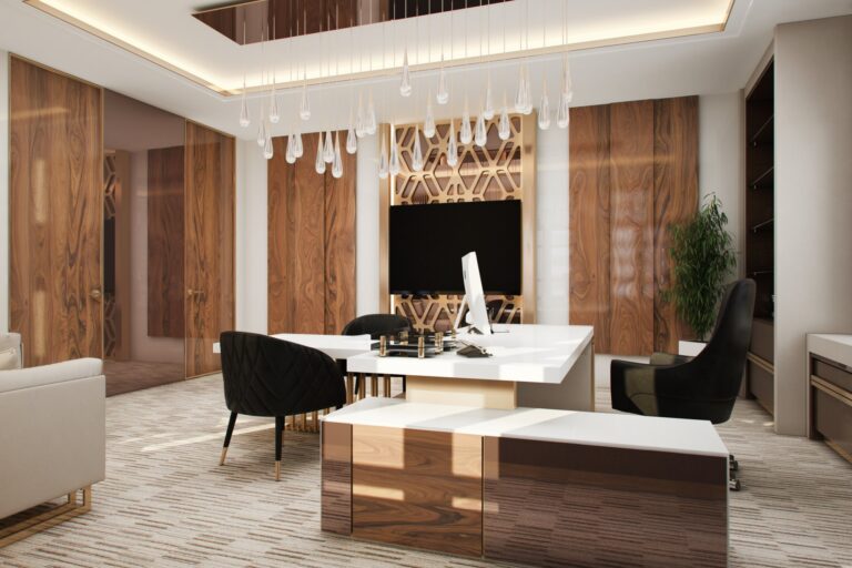 Дизайн офисного кабинета с отделкой деревом