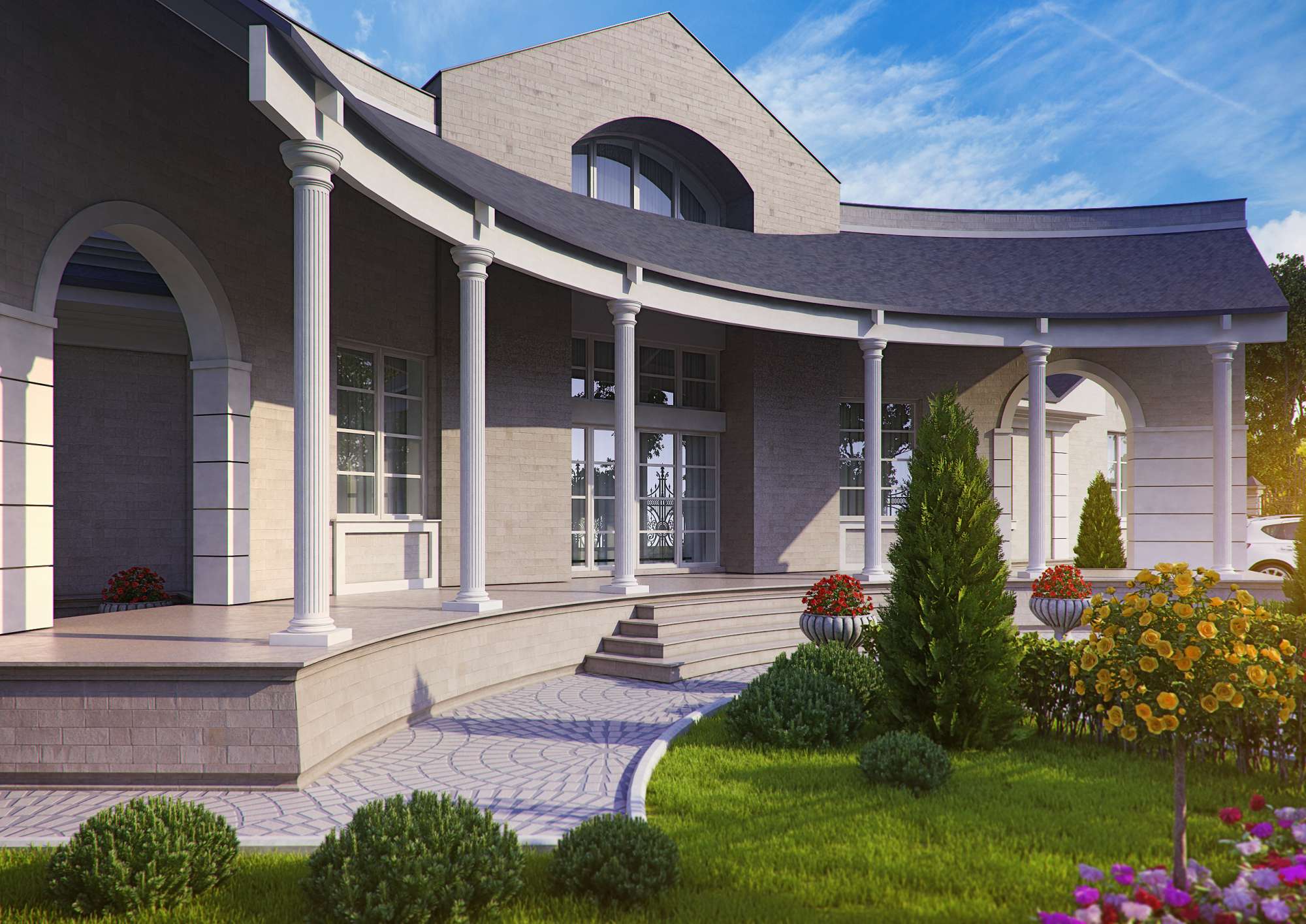 Дизайнерское решение фасада дома