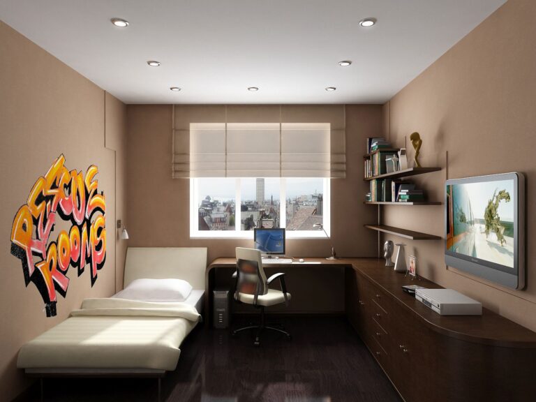 Спокойный дизайн детской комнаты в оттенках коричневой гаммы