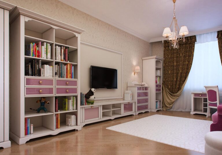 Розовые акценты в интерьере детской для девочки