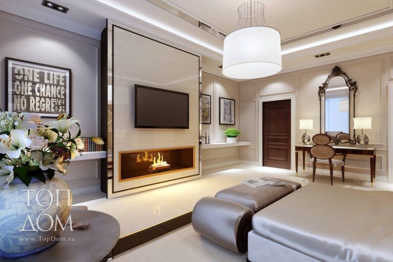 Фото дизайна большой спальной комнаты в современном стиле