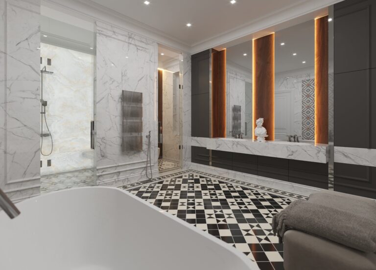 Отдельные туалет и душевая в большой ванной комнате