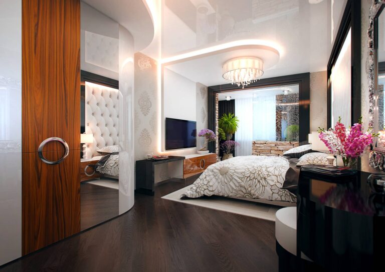 Фото яркого дизайна интерьера спальни в квартире