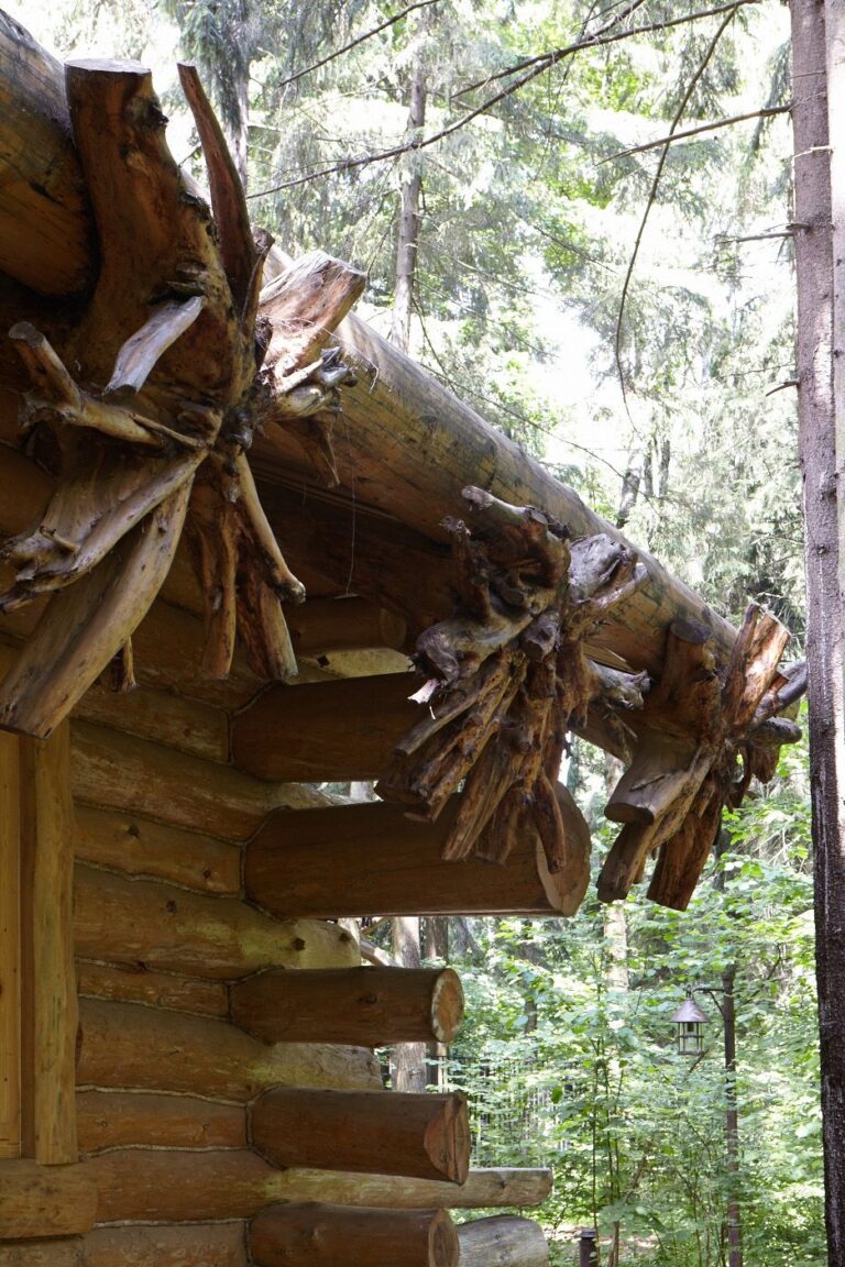 Лесной сруб с уникальным декором из натурального дерева