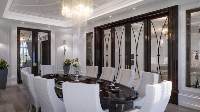 Контрастная отделка в дизайне столовой