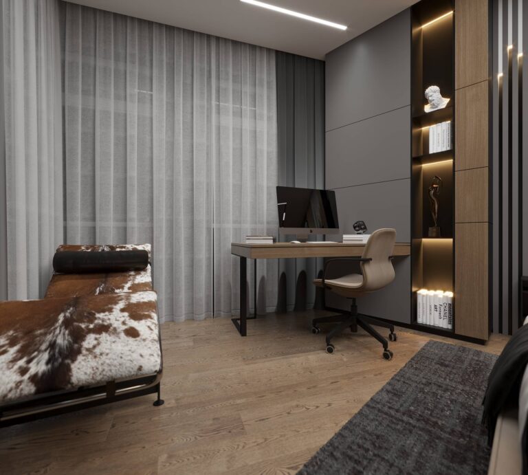 Дизайн спальни с рабочим местом