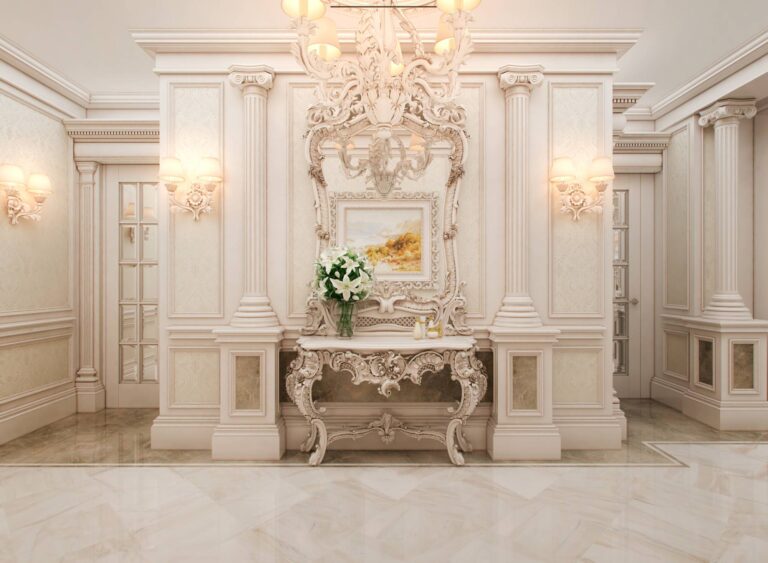 Дизайн холла с резной мебелью