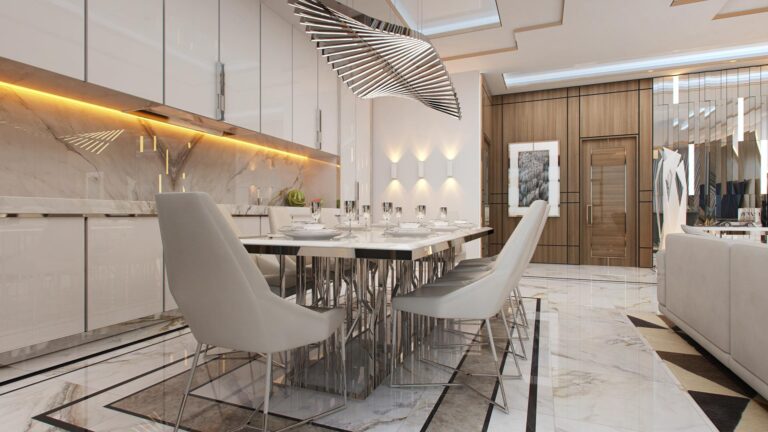 Современная большая кухня с великолепным интерьером