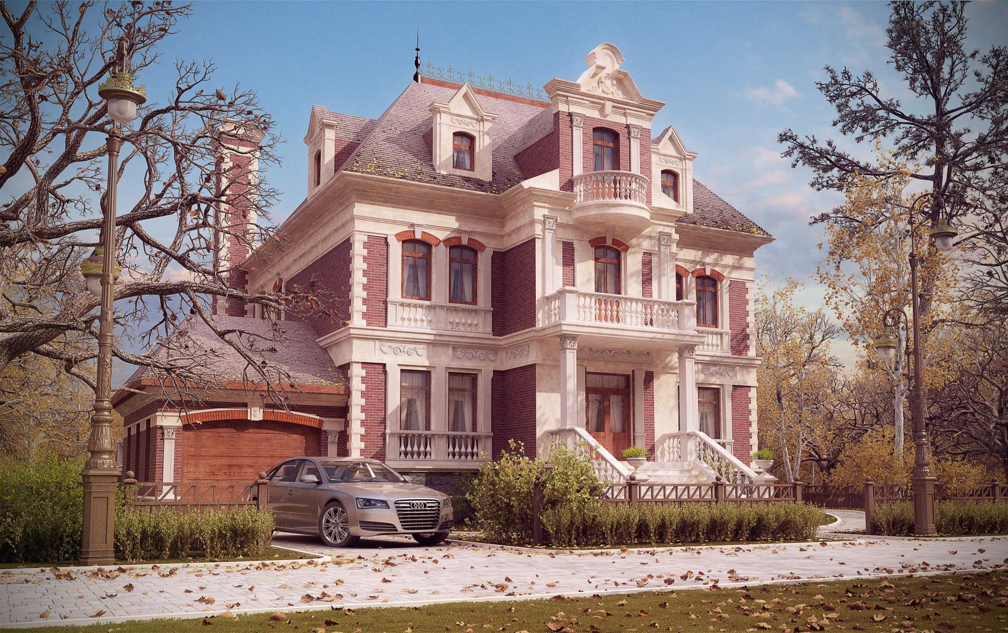 Фасад дома из красного кирпича