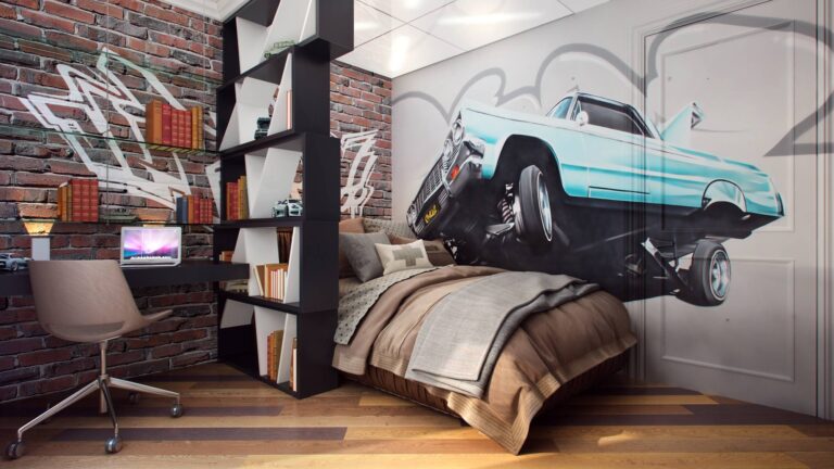 Интерьер в стиле лофт в детской комнате для мальчика-подростка