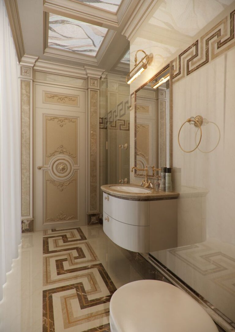 Бежево-коричневая змейка в дизайне стильного санузла