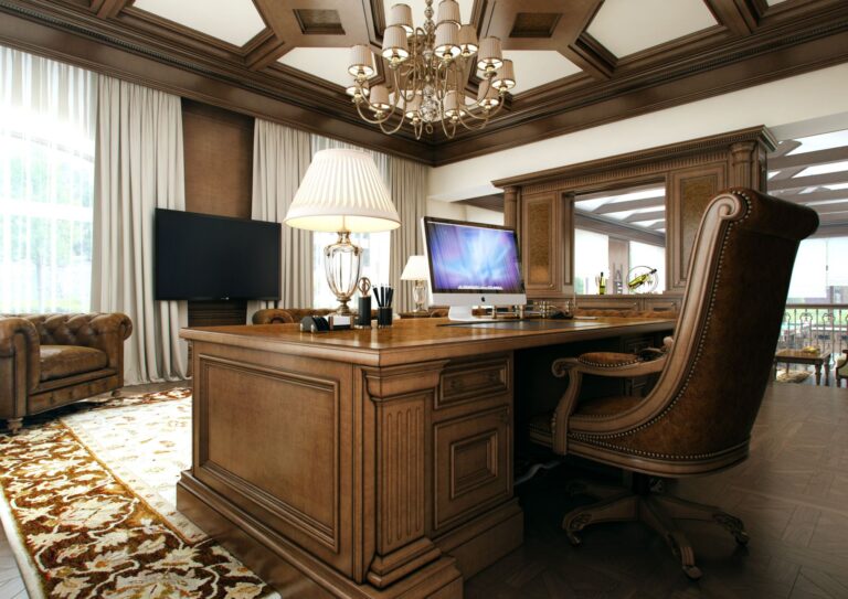 Кабинет с двухтумбовым письменным столом из орехового массива