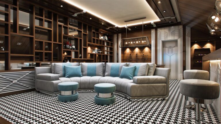 Двухуровневый потолок со светодиодной подсветкой по периметру