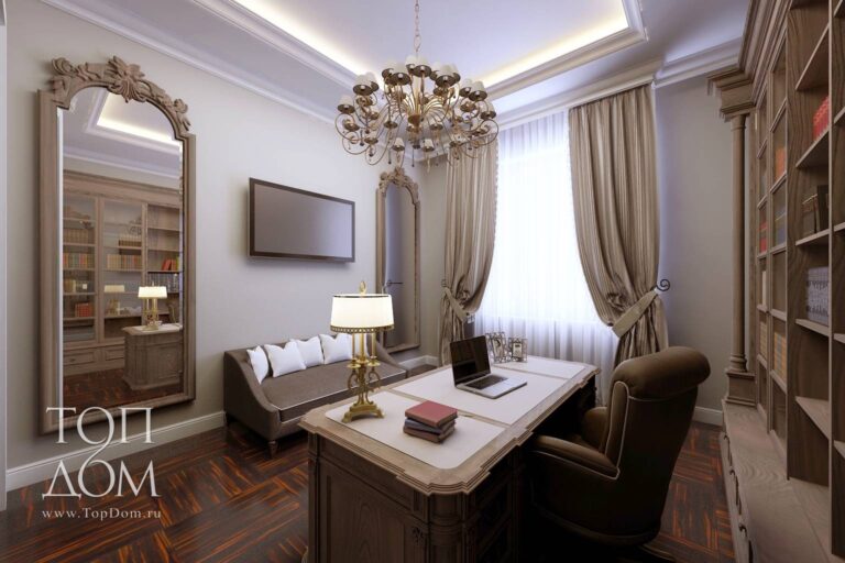 Фото интерьера домашнего кабинета – загородный дом