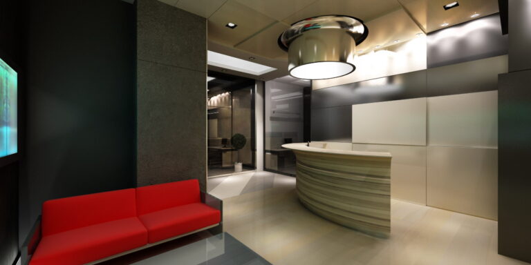 Оформление освещения в дизайне ресепшн офиса