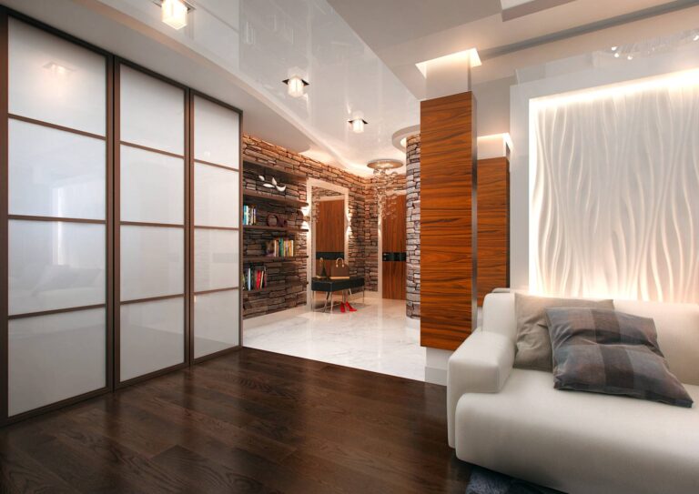 Декоративный камень в дизайне прихожей