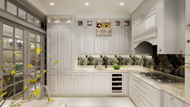 Фото дизайна кухни в белых тонах – классика