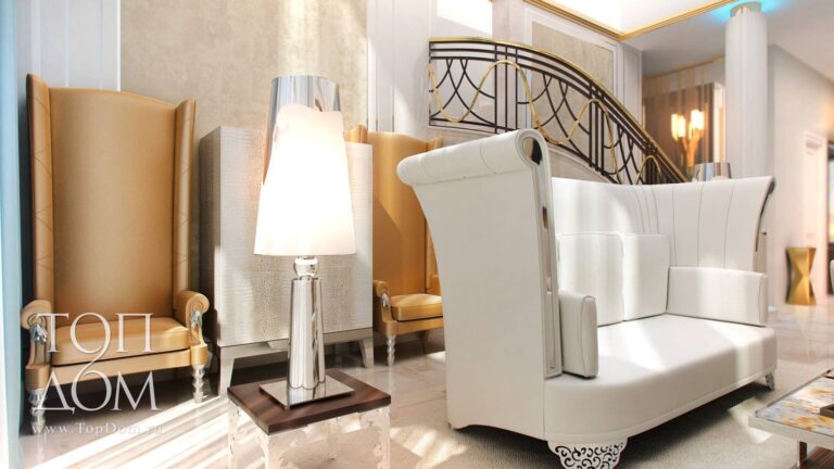 Дизайн гостиной с эксклюзивной мягкой мебелью