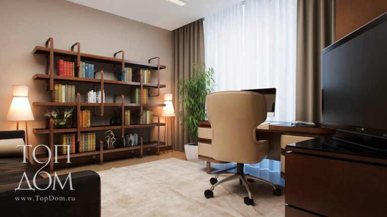 Дизайн кабинета с напольными светильниками