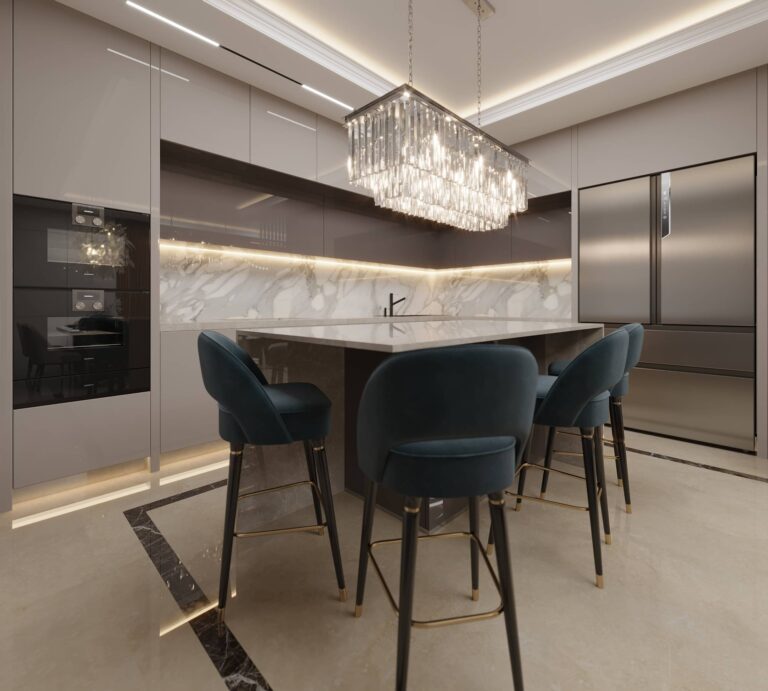 Интерьер кухни с современными фасадами