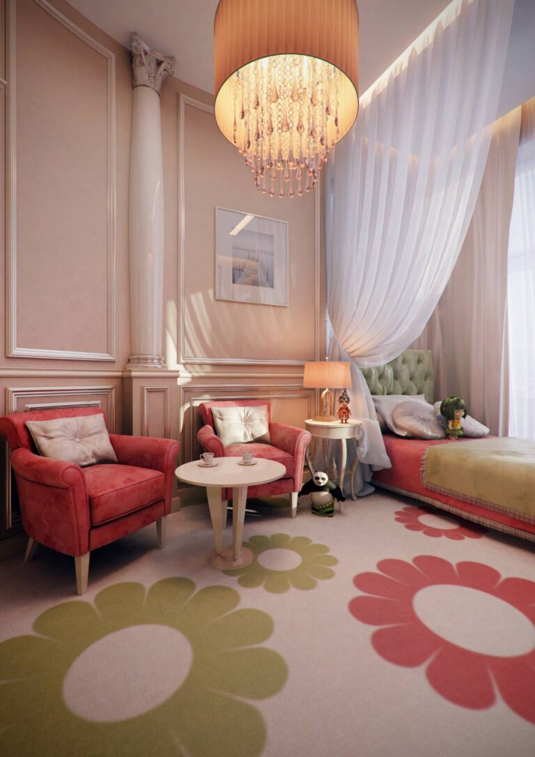 Красно-зеленые оттенки в дизайне детской комнаты