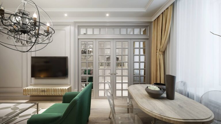 Фото оформления гостиной и столовой в белых тонах