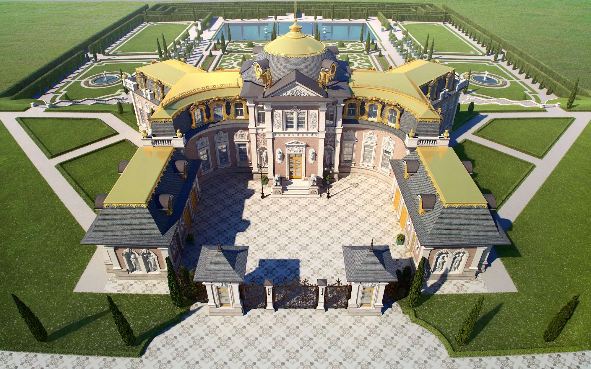 Дворцовые фасады – экстерьер дома и ландшафтный дизайн
