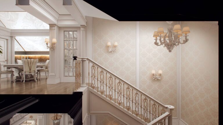 Пастельные тона в дизайне мансарды и лестничного пролета