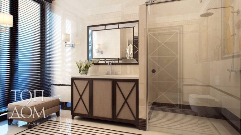 Душевая кабина в дизайне большой ванной комнаты