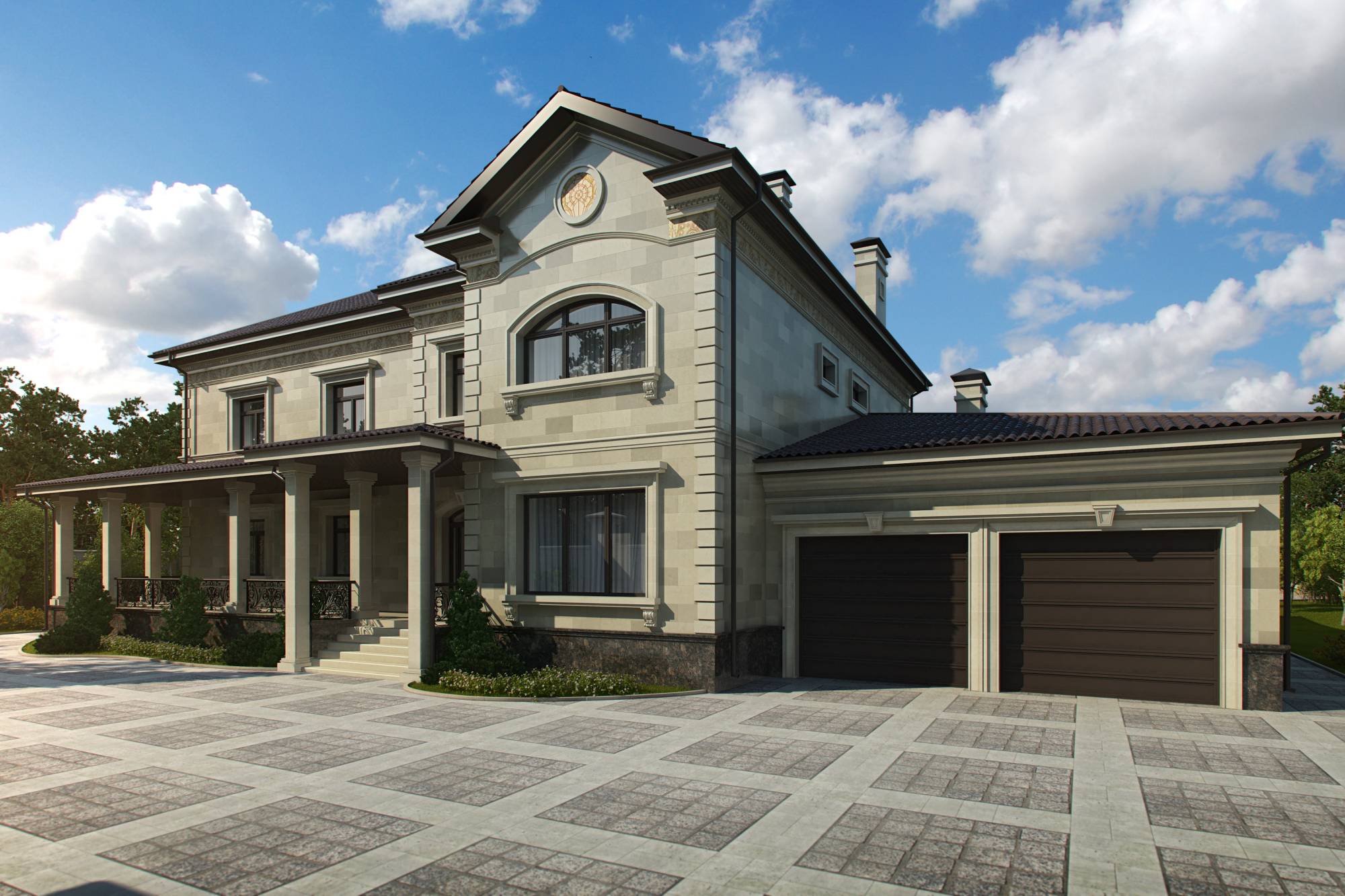 Серый фасад дома