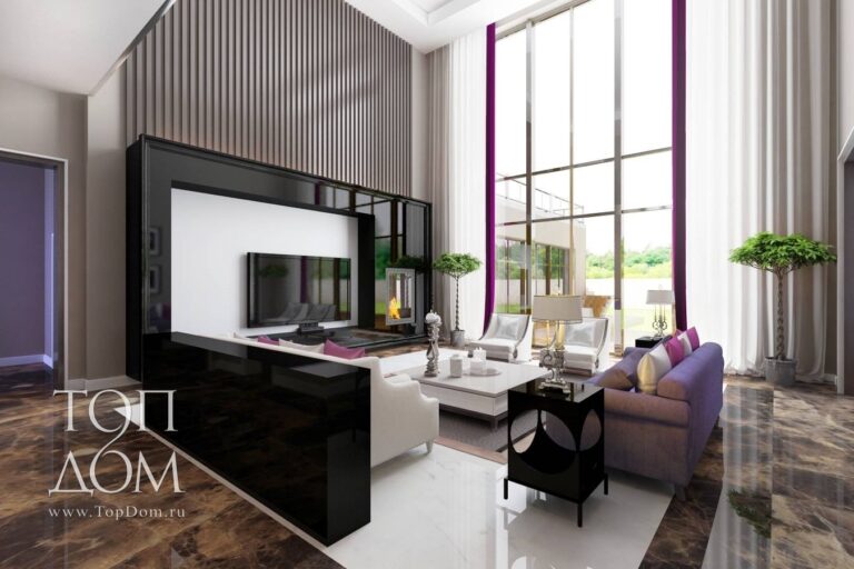 Фото гостиной с панорамными окнами
