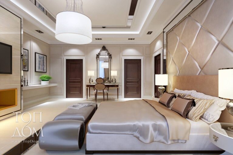 Фото интерьера большой спальни в доме